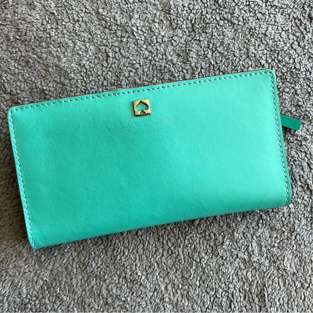 Kate Spade Stacy teal wallet charlotte terrace friar